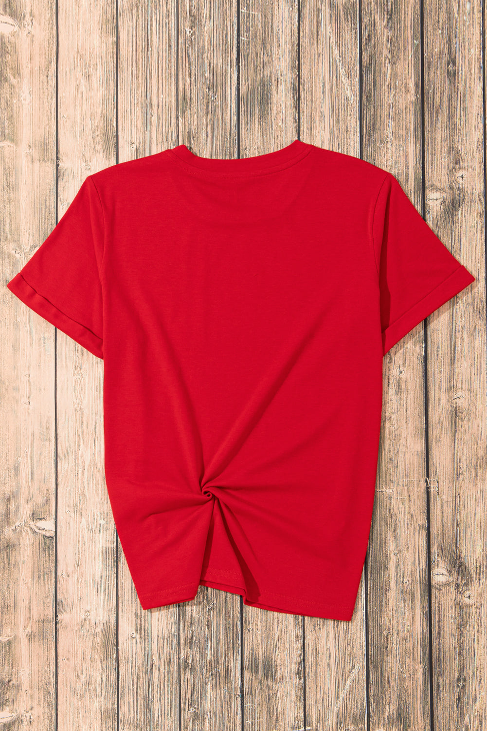 Sachet Pink Solid Color Basic Crew Neck Plain Tee