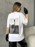 Round neck short sleeved T-shirt for women