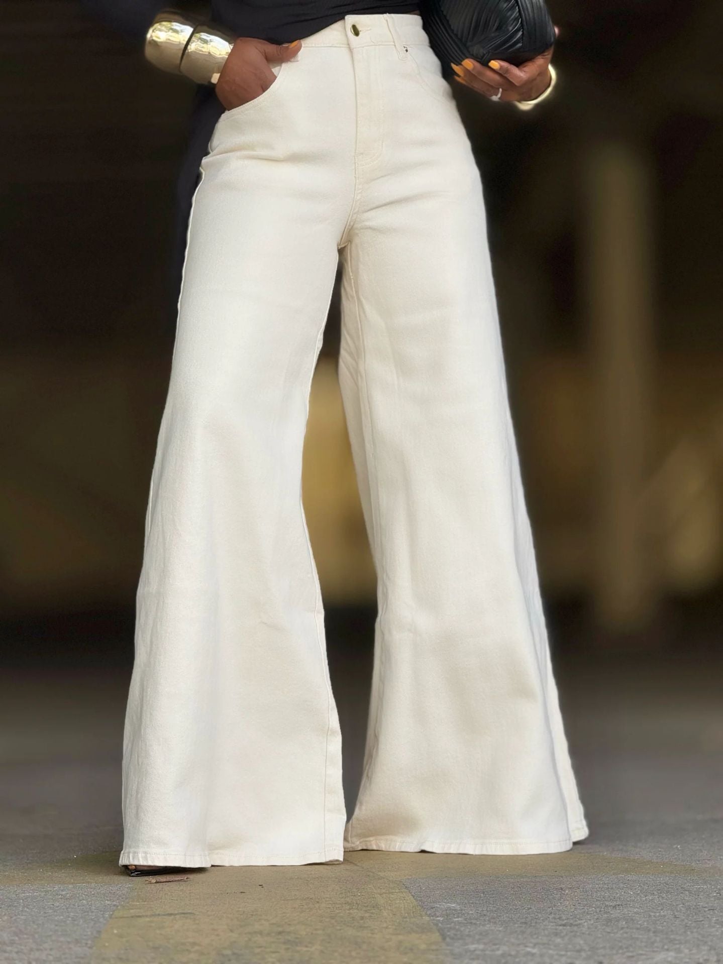 Casual White Flared Women's Jeans