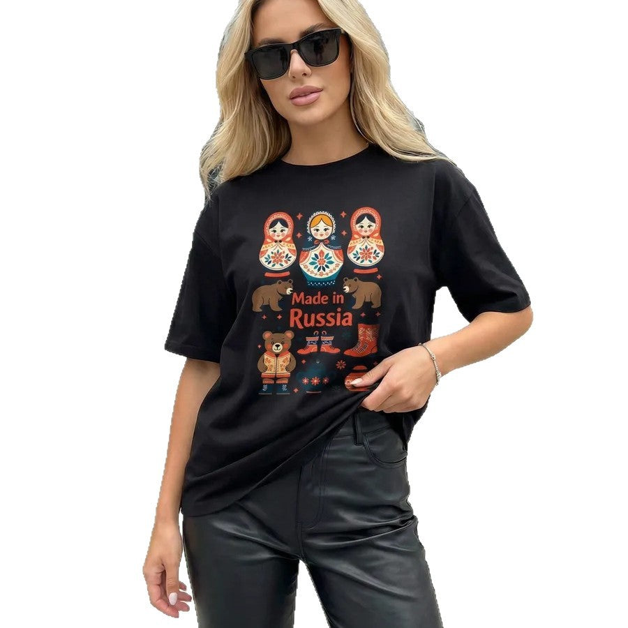 Round neck short sleeved loose top