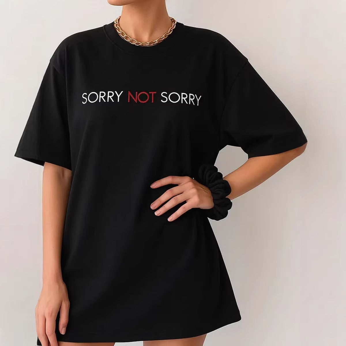 Letter printed loose short sleeved T-shirt for women