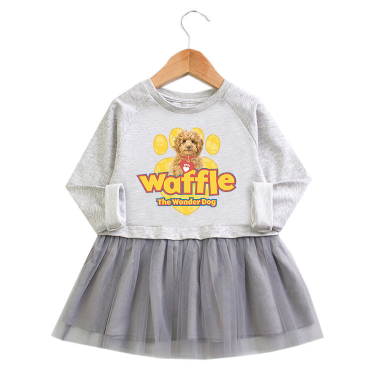 Girl's cartoon long sleeved dress