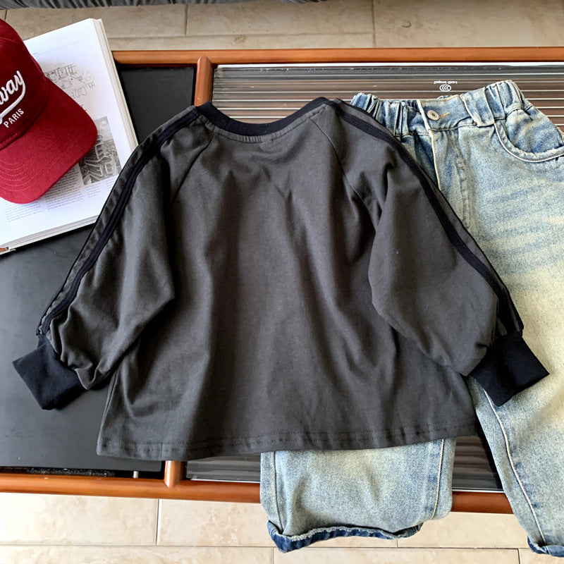 Children's autumn versatile T-shirt top round neck pullover