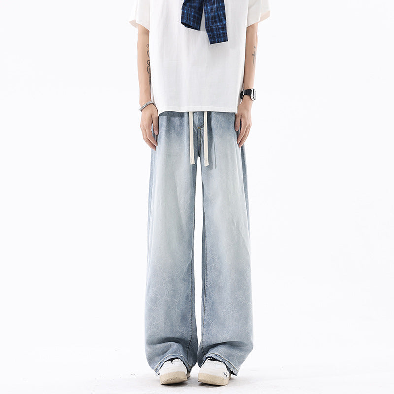 Gradient Ice Lightweight Drapey Loose Wide Leg Tapered Fit  Leg Pants