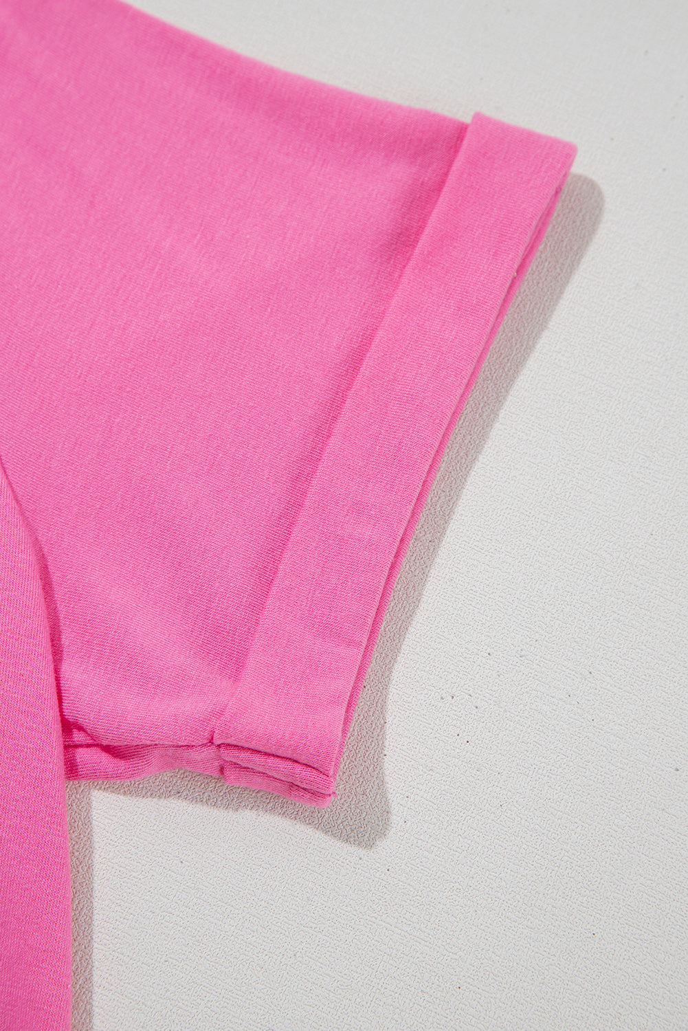 Sachet Pink Solid Color Basic Crew Neck Plain Tee