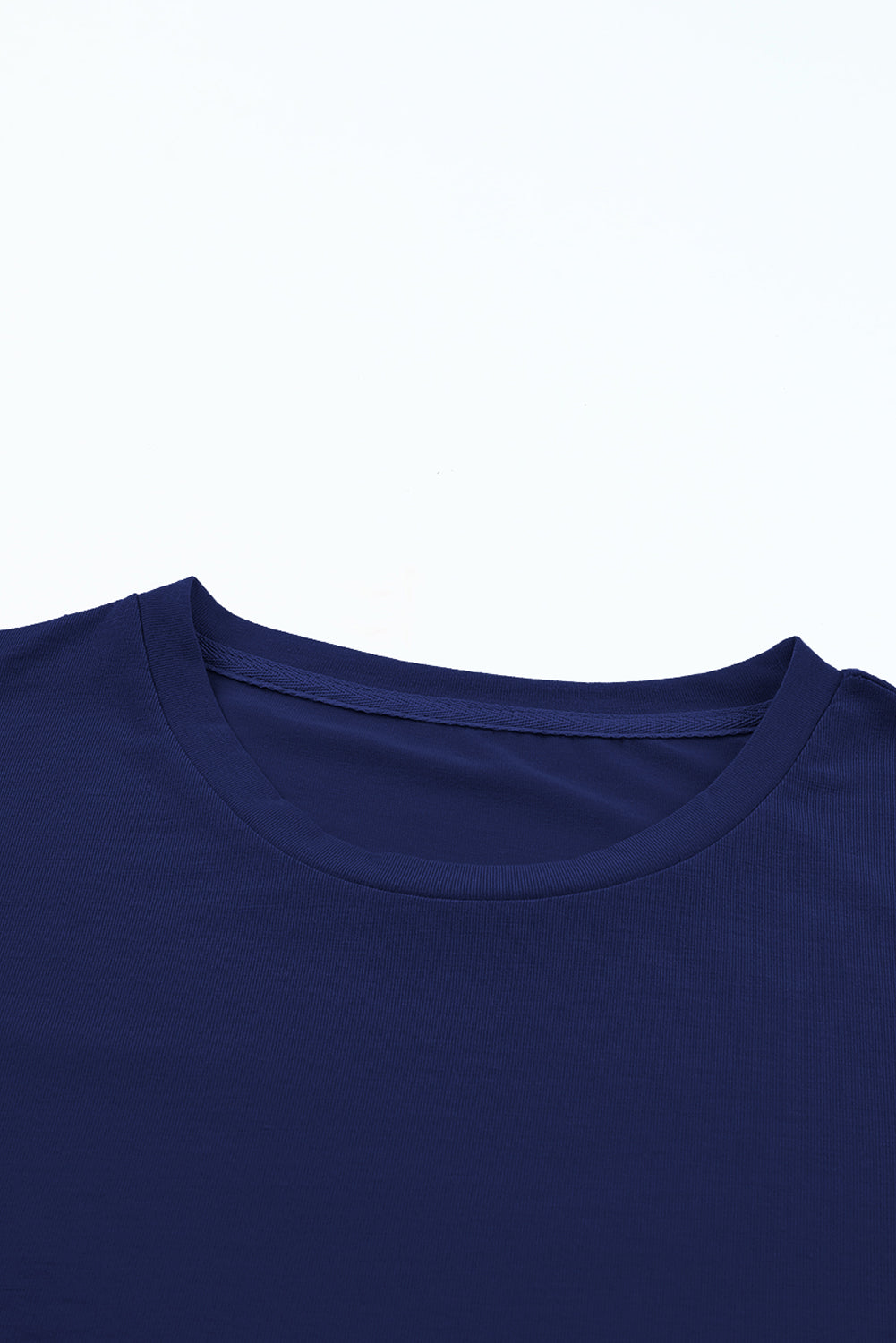 Sachet Pink Solid Color Basic Crew Neck Plain Tee