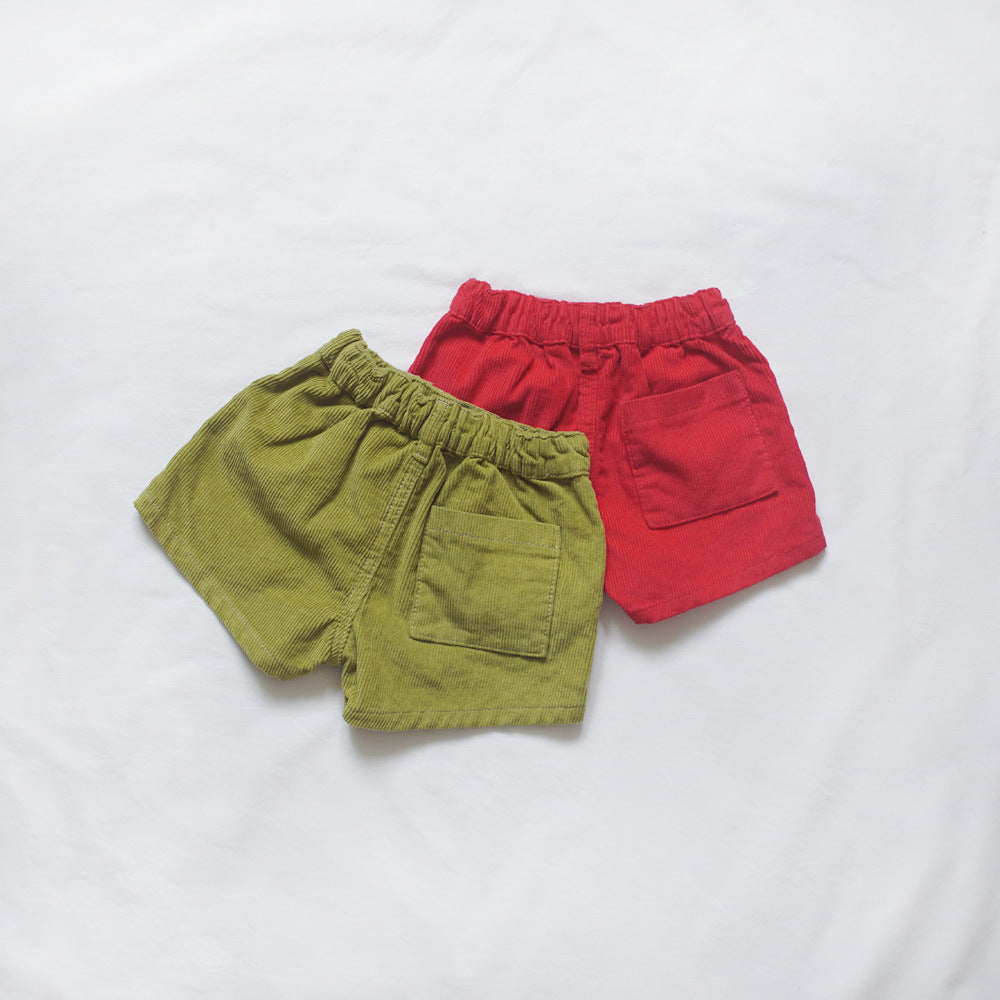 Corduroy Shorts for Girls, Stylish Hot Pants for Kids, Casual Pants for Boys