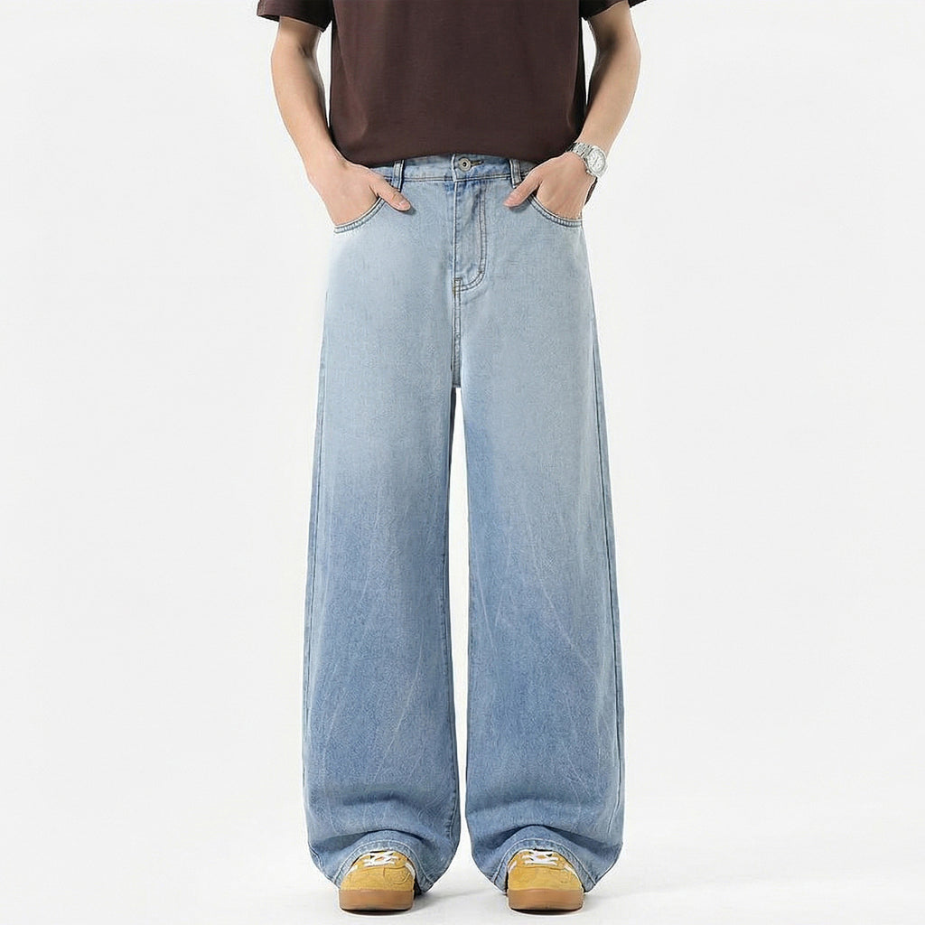 Loose Patchwork Lyocell Coolmax Denim Pants for Men