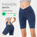 High-Waisted Denim Shorts for Women, Stretchy and Slimming, Casual Wear with Pockets, Fitness 5-Panel Cycling Pants