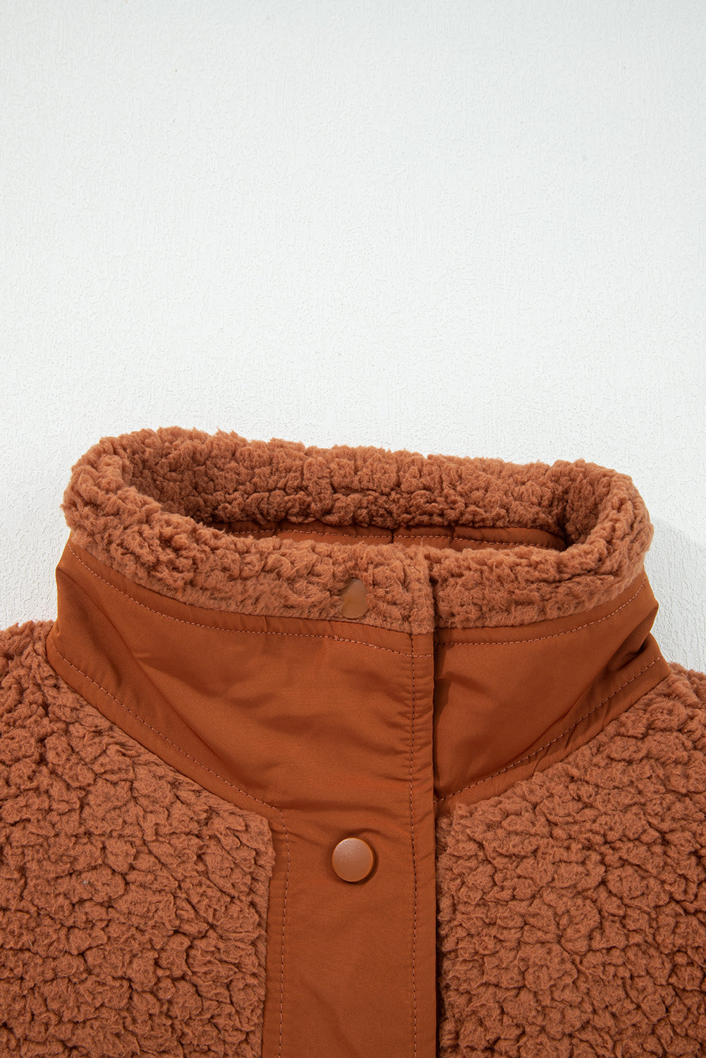 Cinnamon Faux Fur Snap Button Front Knot Side Plush Vest