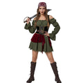 Halloween Women's Pirate Costume Adult Off-Shoulder Vintage Dress Caribbean Pirate Cosplay Party Dance