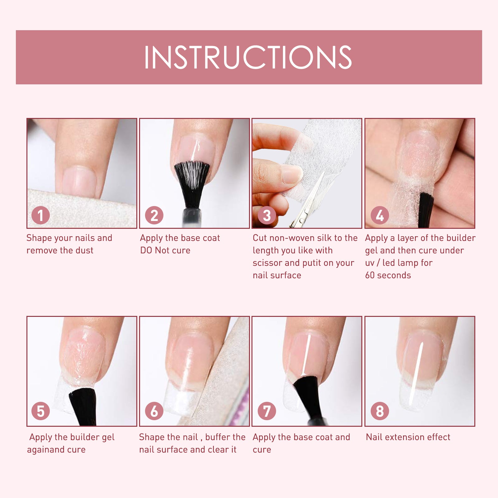 Jaysuing Fiber Extension Gel (20ml) Nail Anti-Crack Nail Art Nail Light Therapy Extension Gel Burst Nail Gel