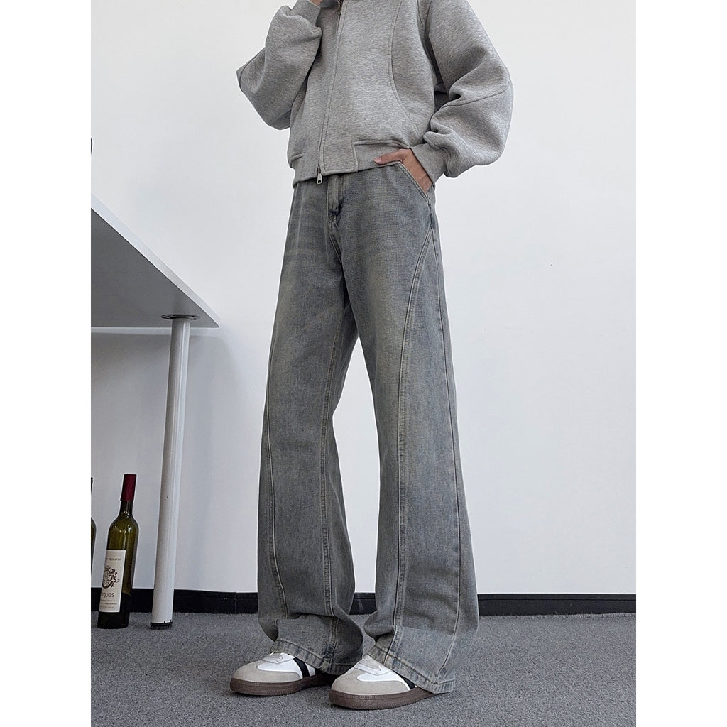 Jeans Men's Trendy Cool Vibe Pants Slim Straight Leg Slightly Flared Trousers