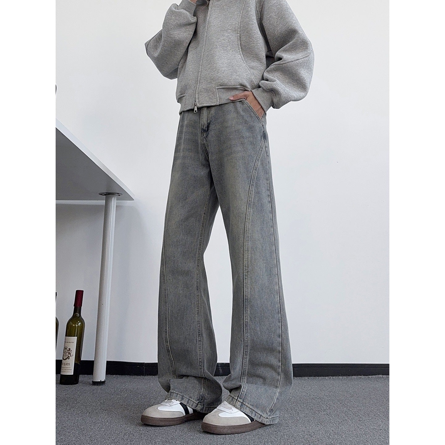 Jeans Men's Trendy Cool Vibe Pants Slim Straight Leg Slightly Flared Trousers