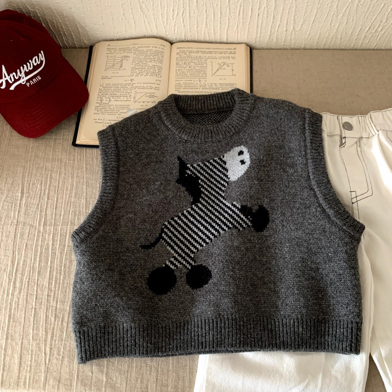 Boys' vest children's knitted vest spring and autumn