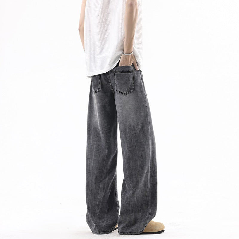Vintage Blue Knife-Edge Denim Jeans for Men