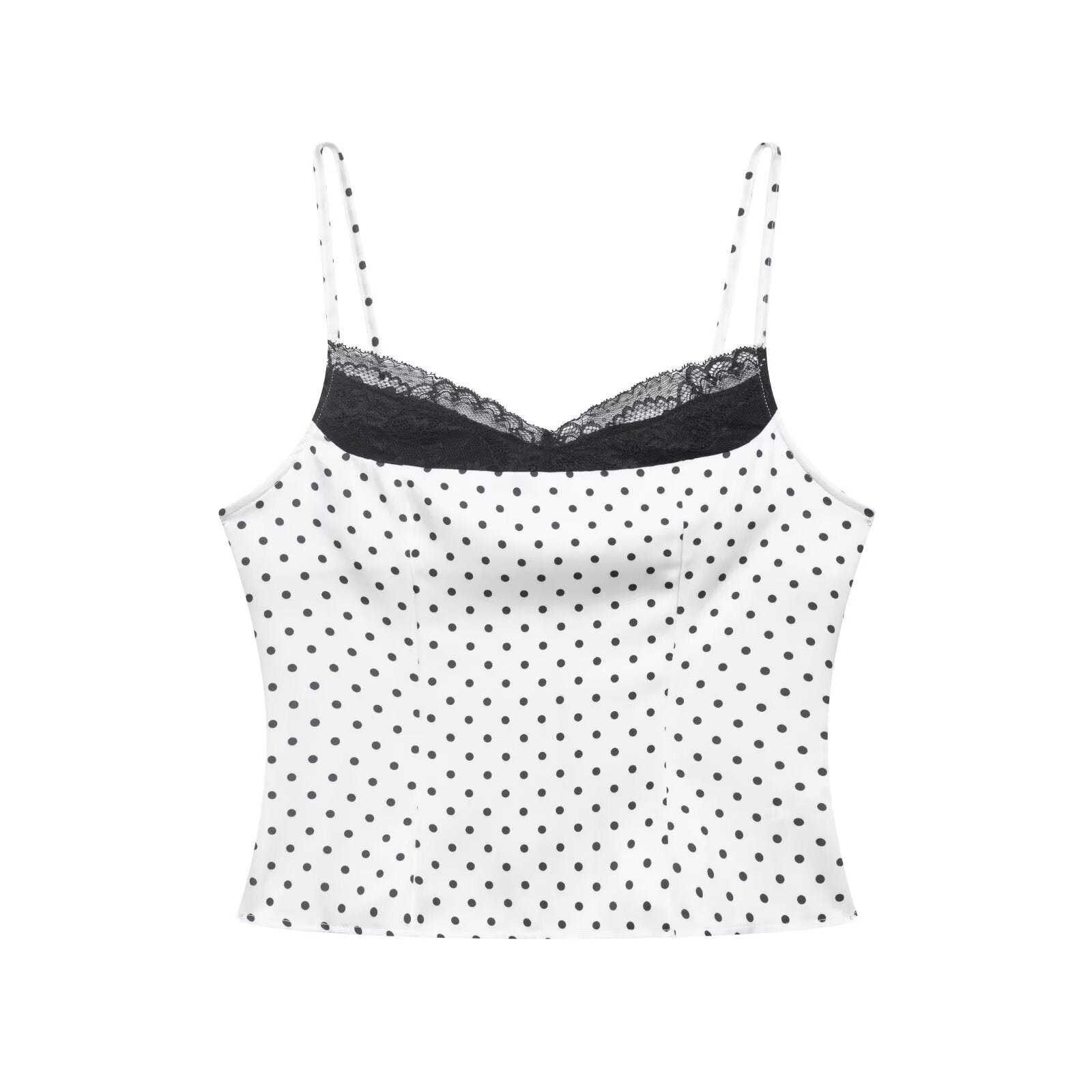 Lace patchwork polka dot camisole base vest
