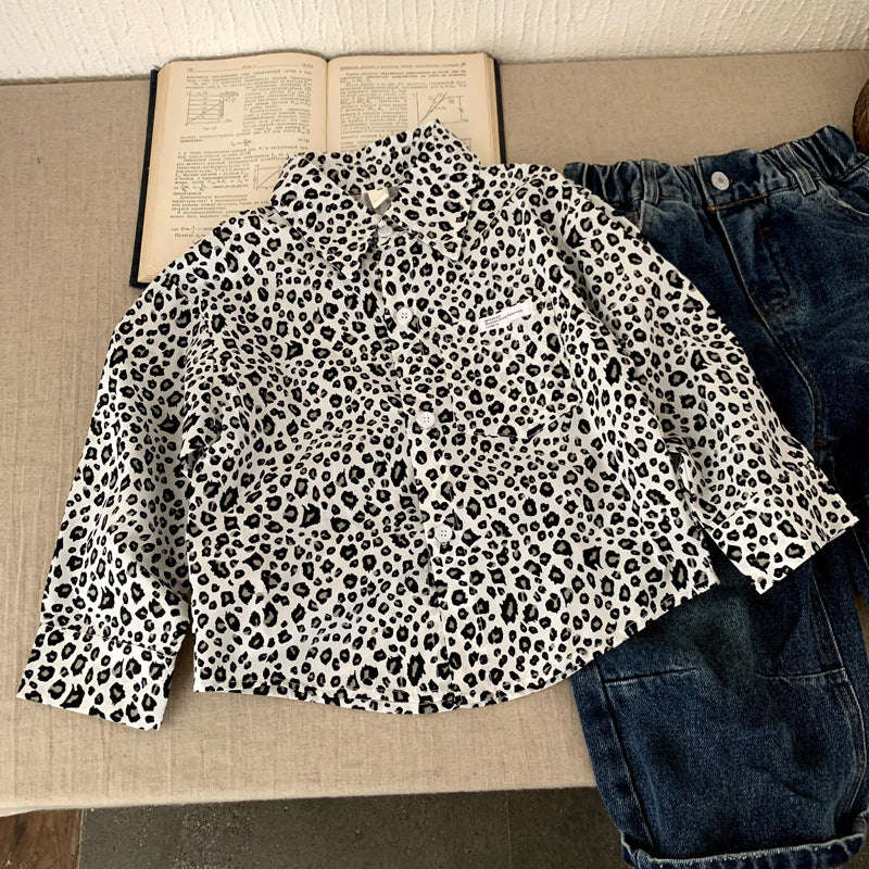 Boys' shirt leopard print versatile children's jacket