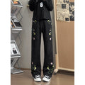 Blue Embroidered Jeans Straight Leg Jeans