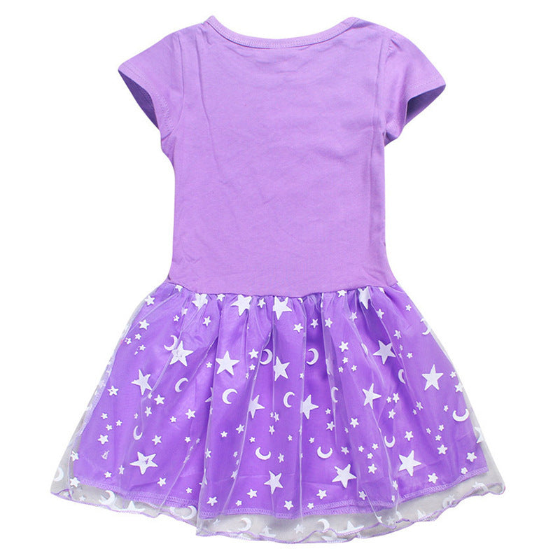 Girl's cotton 3D printed cartoon dress