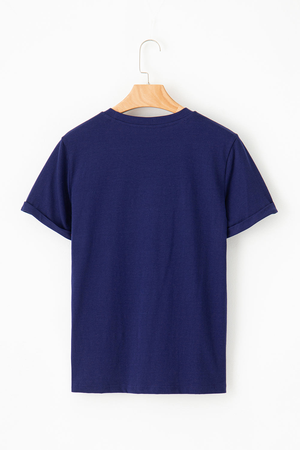 Sachet Pink Solid Color Basic Crew Neck Plain Tee