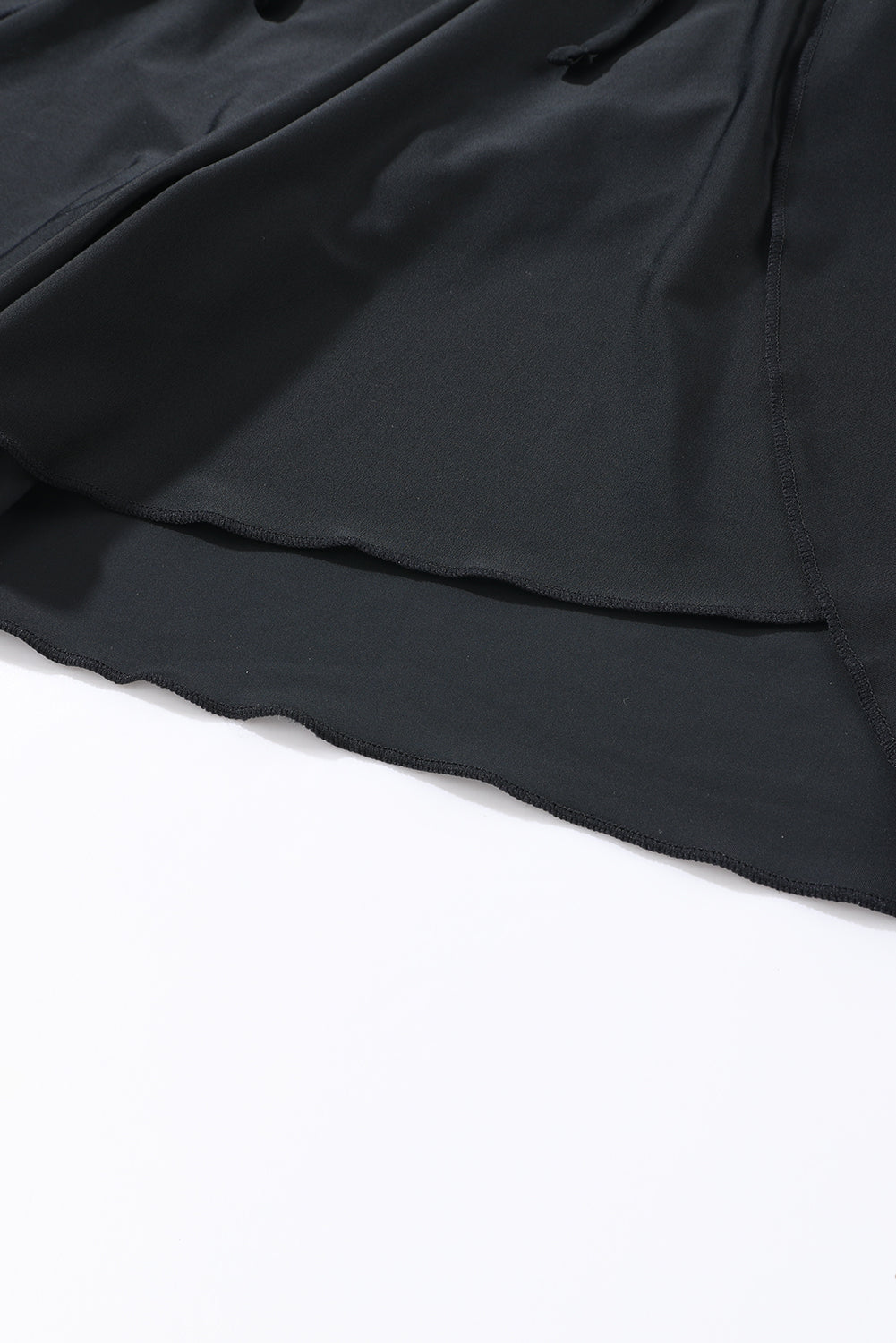 Black Solid Color 2-in-1 Drawstring Elastic Waist Swim Shorts