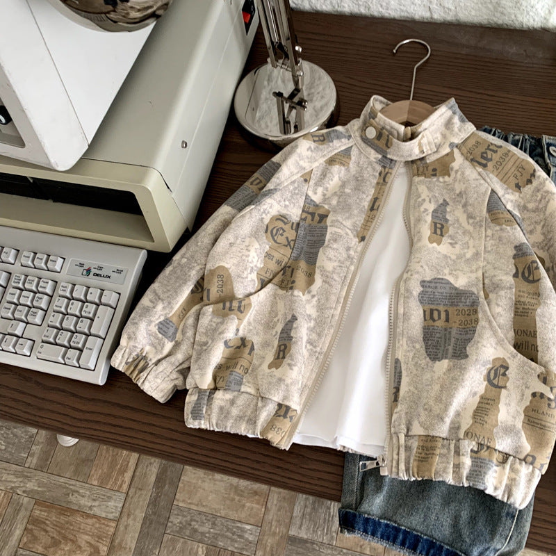 Children's versatile stand up collar cardigan jacket
