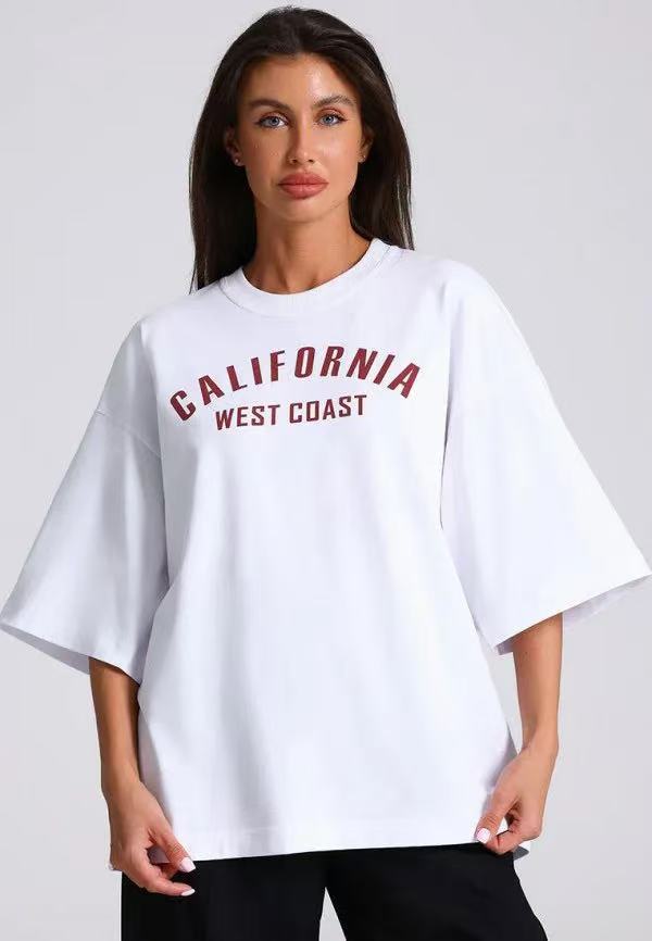 Letter pattern loose short sleeved T-shirt for women