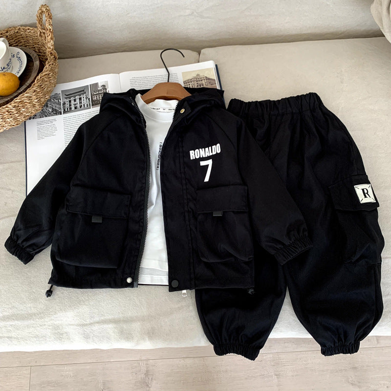 Baby girl autumn coat hooded top set