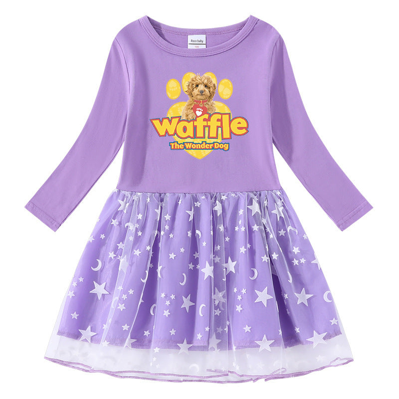 Girls' dress with cotton print