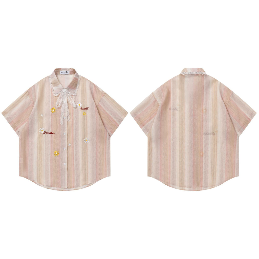 Embroidered gradient short sleeved shirt