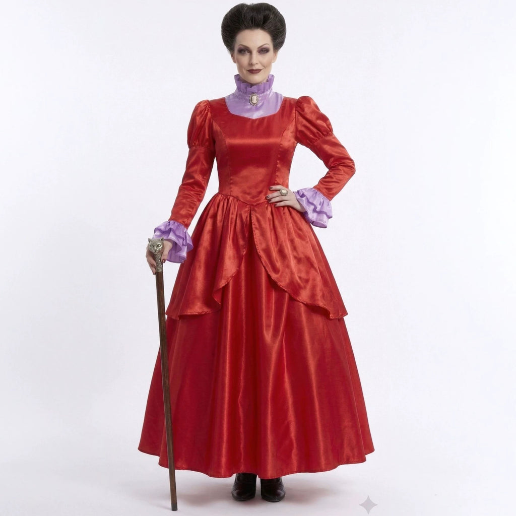 Halloween Queen Cosplay Costume Adult Alice in Wonderland Queen of Hearts Court Long Dress