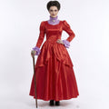 Halloween Queen Cosplay Costume Adult Alice in Wonderland Queen of Hearts Court Long Dress