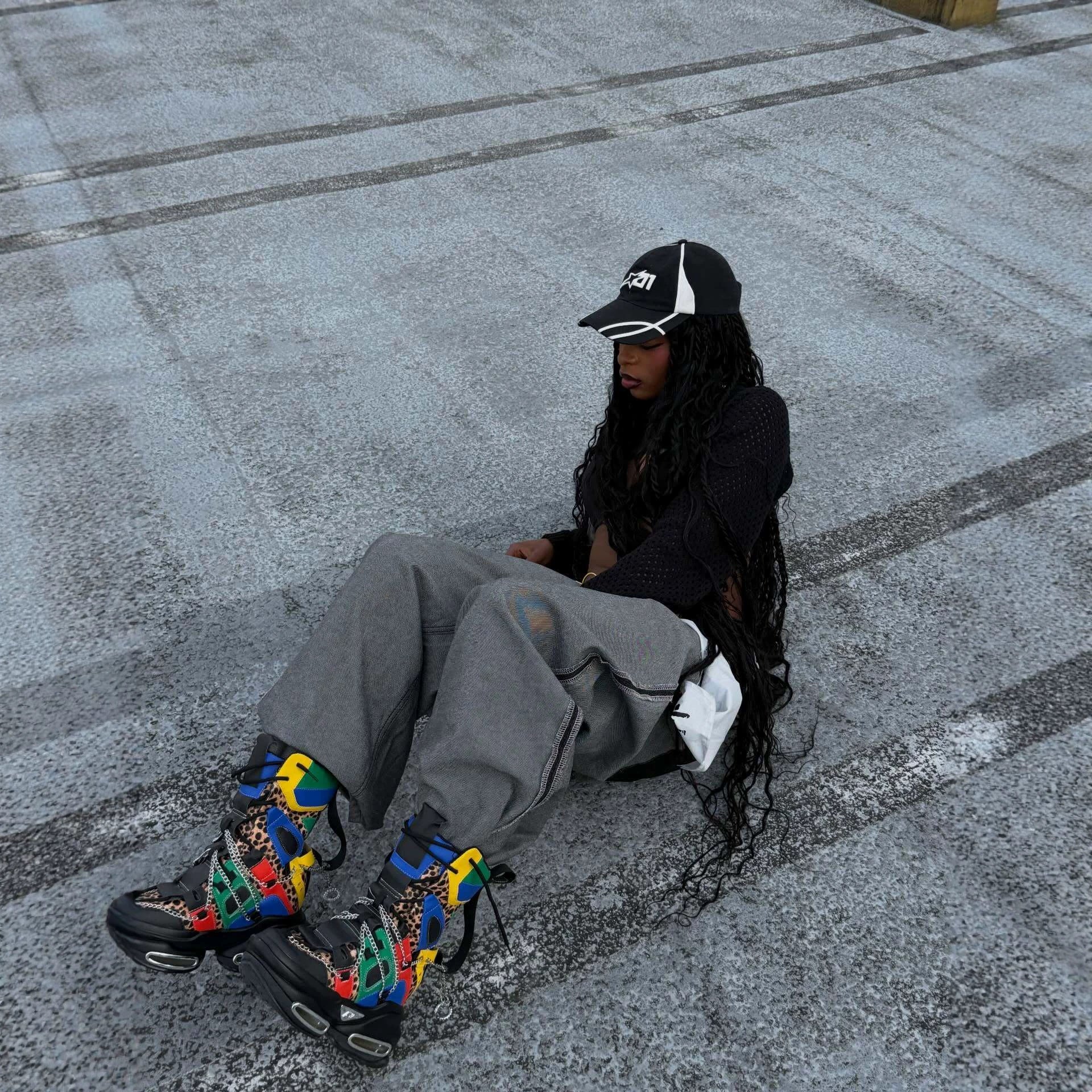 Streetwear Unique Reversible Large Pocket Printed Jeans