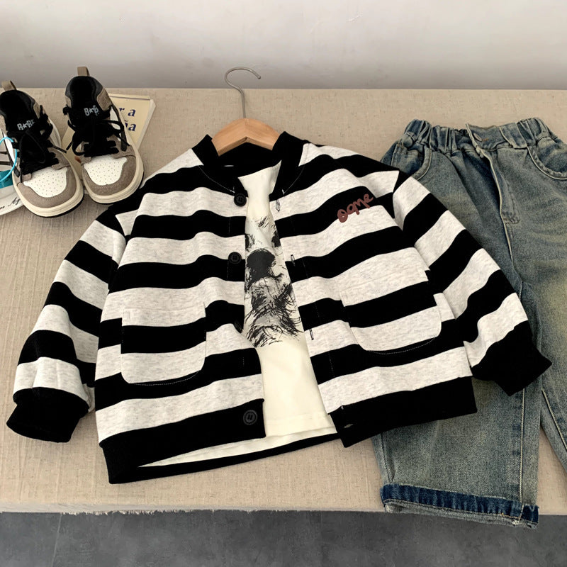 Striped Cardigan Versatile and Soft Top for Kids in Small and Medium Sizes