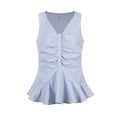 Women's Twisted Knit Detail Fitted V-Neck Casual Short Sleeve Solid Color Minimalist T-Shirt