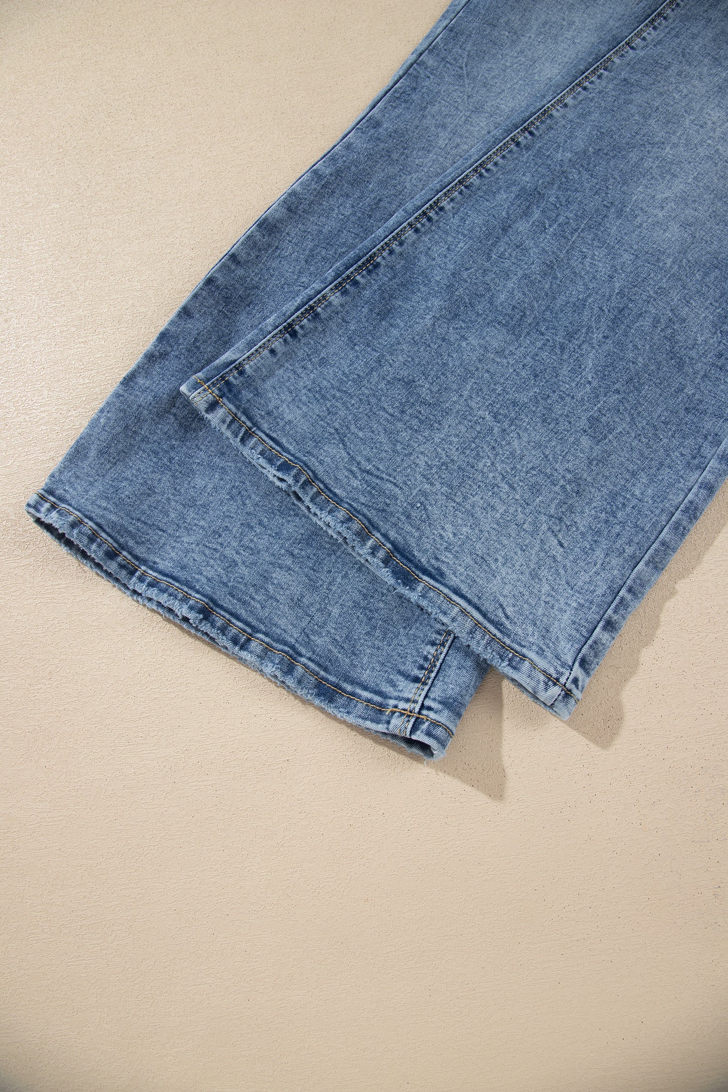 Sail Blue Acid Wash Pocket Detail Flare Jeans