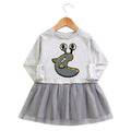 Girls' dress cartoon long sleeved mesh