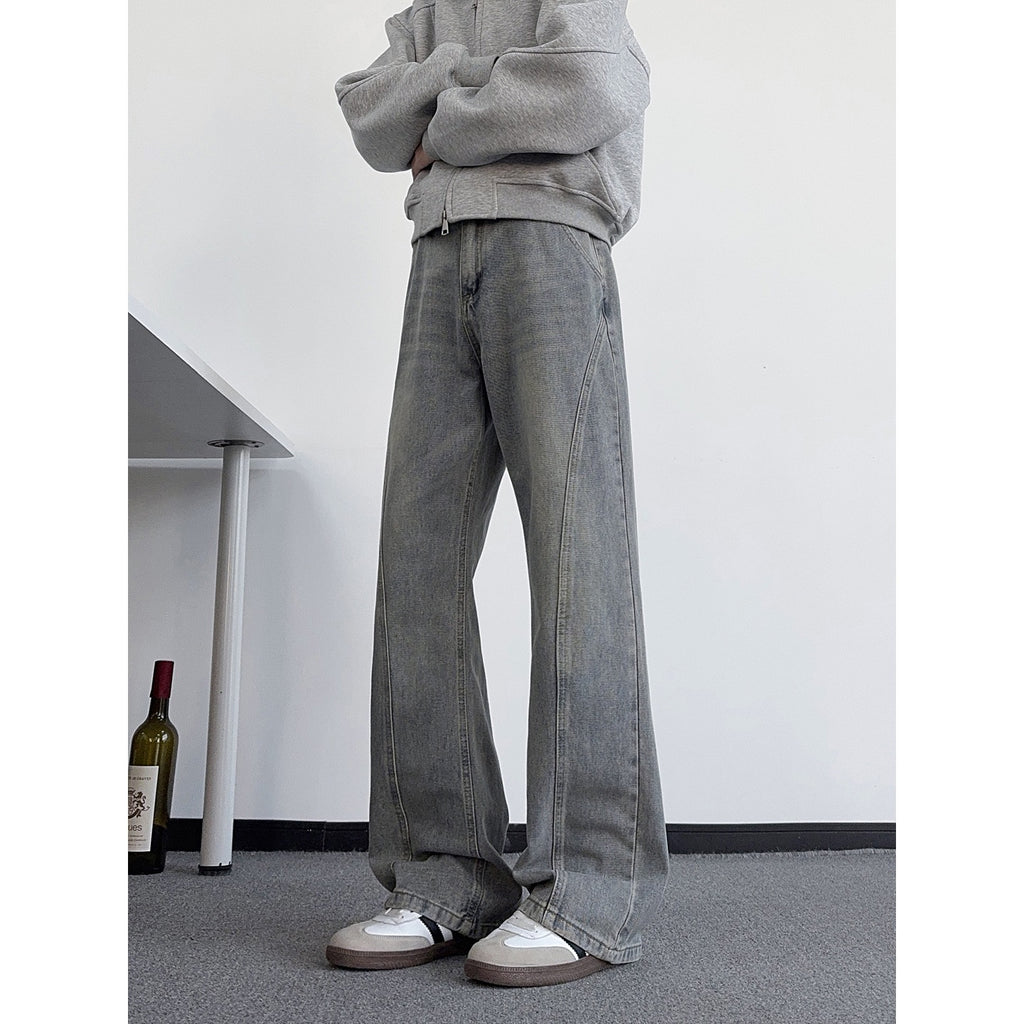 Jeans Men's Trendy Cool Vibe Pants Slim Straight Leg Slightly Flared Trousers