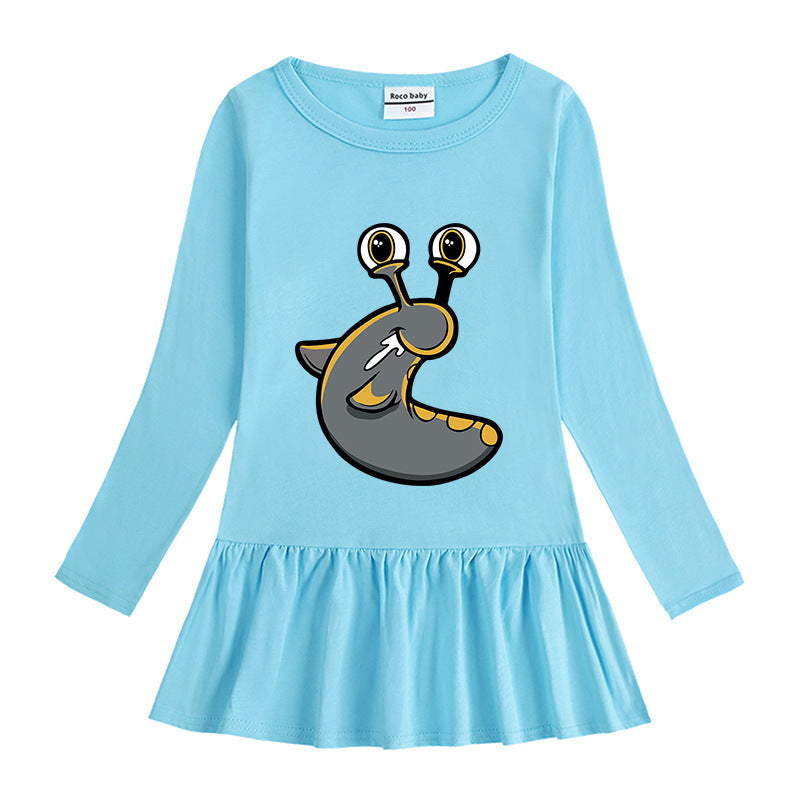 Girls' round neck cotton dress