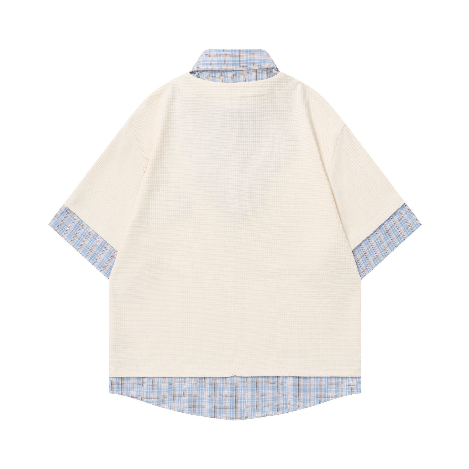Small dog embroidered checkered short sleeved shirt