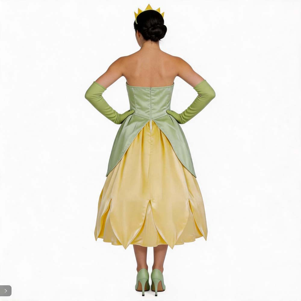 Fairy Tale Style Frog Prince Princess Theme Sleeveless Tiana Princess A-Line Dress