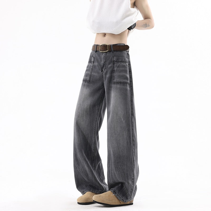 Vintage Blue Knife-Edge Denim Jeans for Men