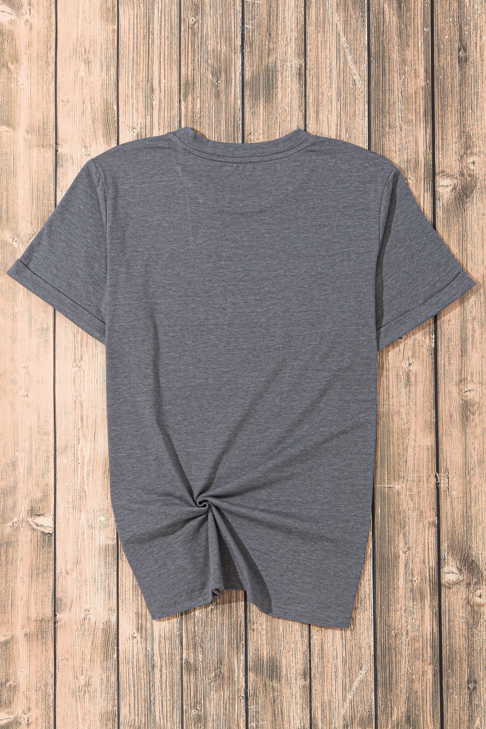Sachet Pink Solid Color Basic Crew Neck Plain Tee