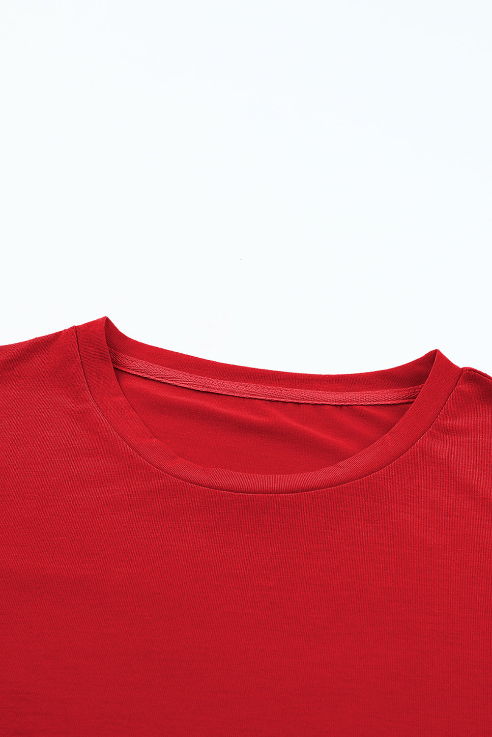 Sachet Pink Solid Color Basic Crew Neck Plain Tee