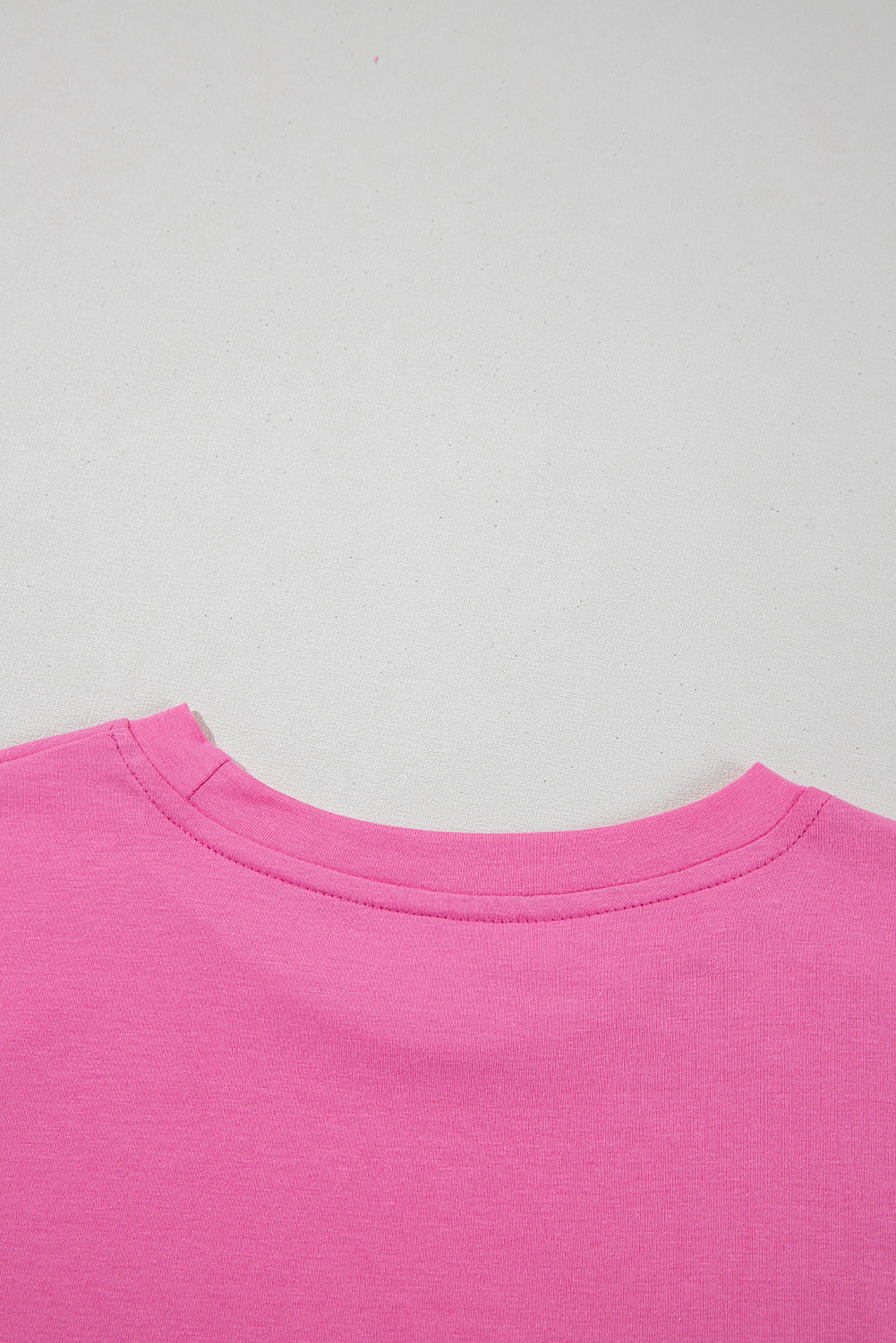 Sachet Pink Solid Color Basic Crew Neck Plain Tee