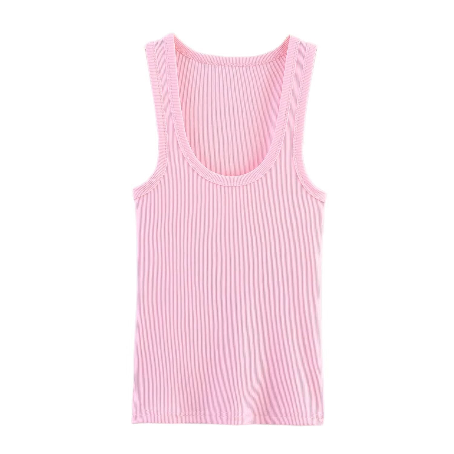 Tight fitting round neck tank top
