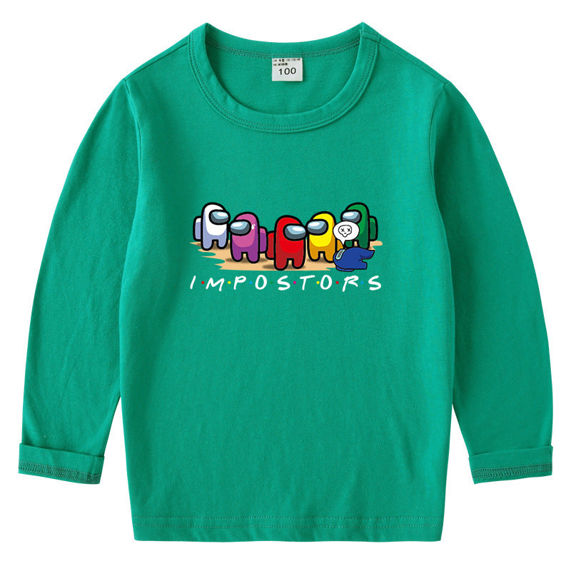 Children's cotton T-shirt round neck base long sleeved top