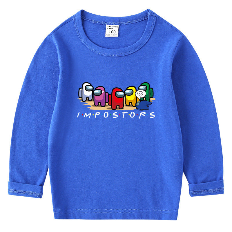 Children's cotton T-shirt round neck base long sleeved top