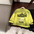 Printed top children's round neck loose hoodie long sleeved